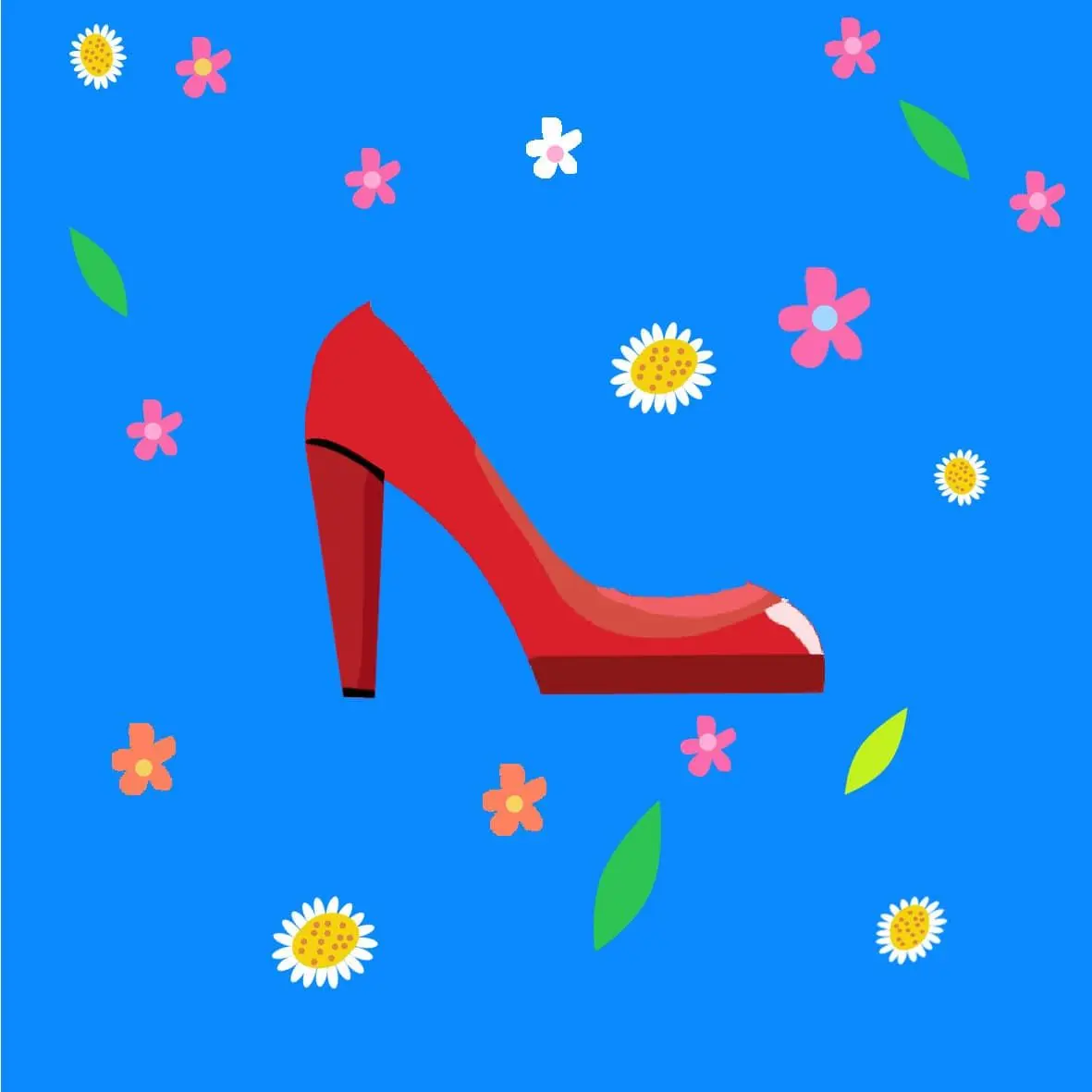 Spring — red heels with flowers