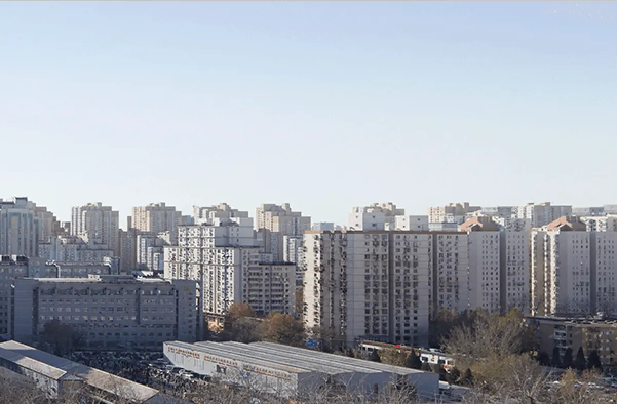 Beijing skyline under light smog